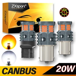 2x diody Led P21W bez Hyper Flash 1156 BA15S BAU15S PY21W T20 7440 żarówka Tuning samochodu Canbus lampka kierunkowskazu bursztynowe wolne od błędów diody Led