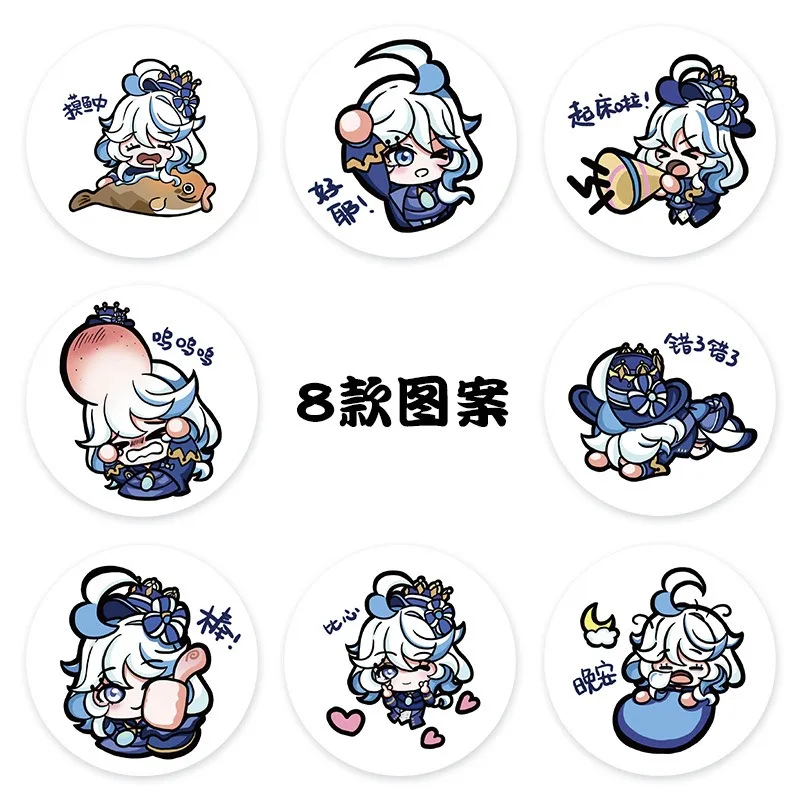 500PCS Genshin Impact Furina Hot Games 2D Peripheral Q Version Scroll Sticker Hand Account Seal Sticker Comic Exhibition Gifts