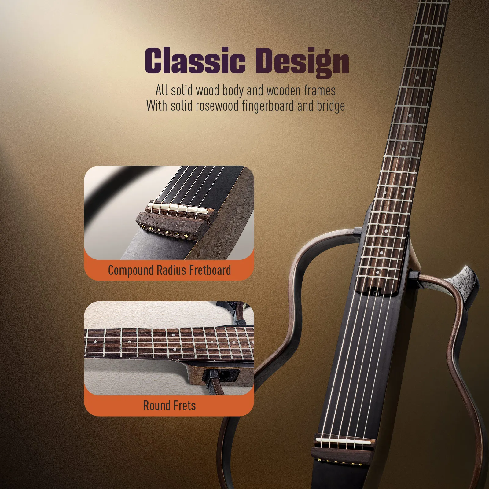 SONICAKE البرازيل الصامت الصوتية الكهربائية السفر الغيتار الصلبة الماهوجني الجسم الجمعية إطارات قابلة للشحن حقيبة جيتار جميع الملحقات #3