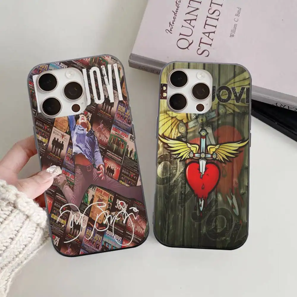 Funda de Teléfono con Diseño Clásico de la Banda de Rock B-Bon J-Jovi, con Rayas Suaves y Textura Corrugada, para iPhone 17 Air 11 12 13 14 15 16 Pro Max Plus