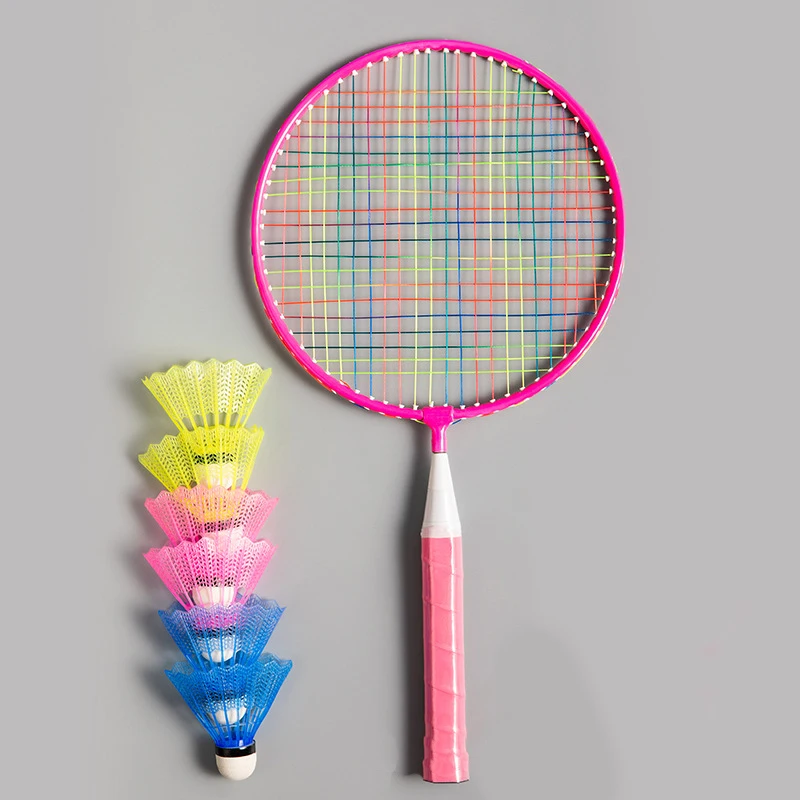 3-12 Years Old Children Lightweight Badminton Rackets Game Iron Alloy Double Racquet Set with Carrying Bag Sports Equipment