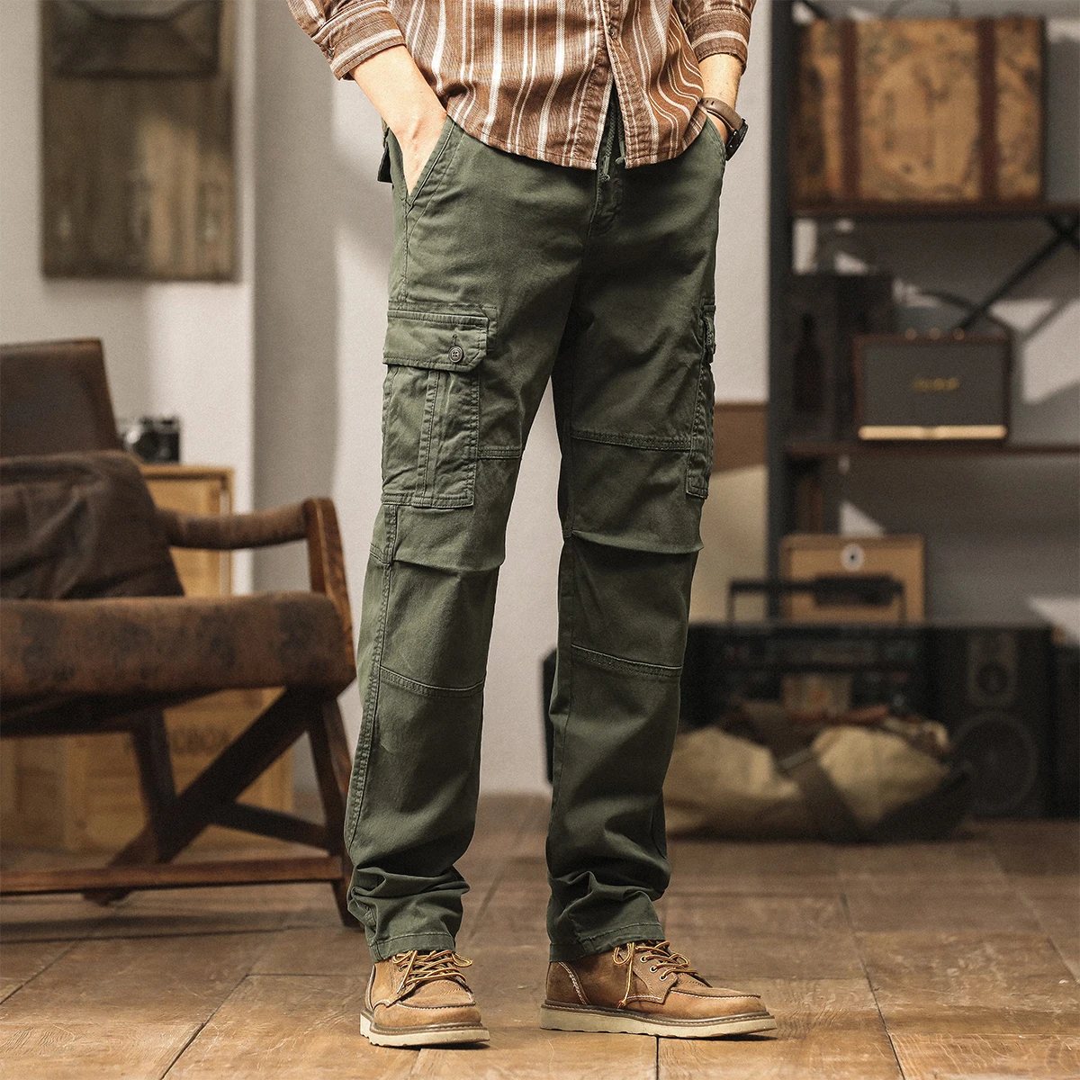 Drop shipping 2024 new autumn mens military cargo pants straight fit casual tatical trousers long trousers AXP119