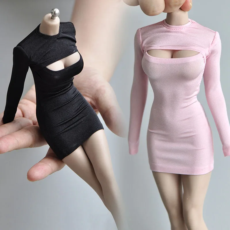 1/6 1/12 Weibliche Offene Brust Kleid Modell Lange T-shirt Kleidung Fit 12 "PH TBL Action Figur Körper Spielzeug puppe für Hobby Sammlung