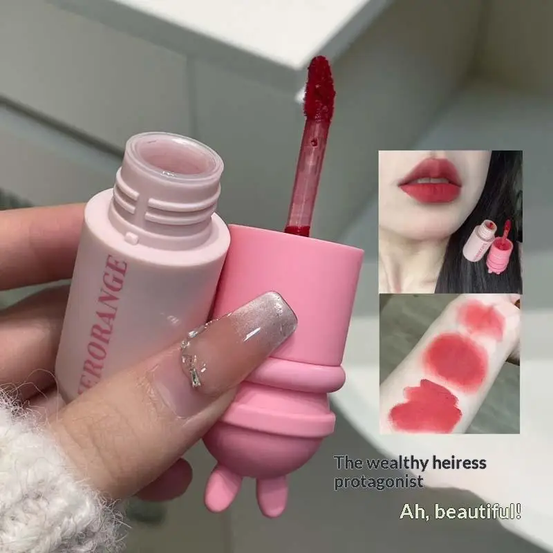 HERORANGE Waterproof Long Lasting Lipstick Cute Rabbit Matte Velvet Lip Gloss Easy To Color Lip Mud Liquid Lipstick