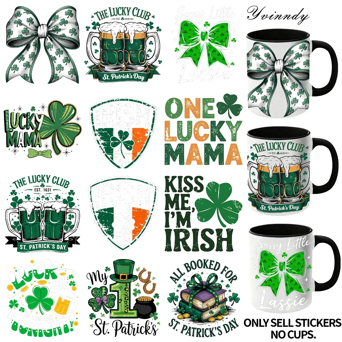 

12Pcs/Set Green Positive Energy Text DIY Glass Jar Packaging Stickers UV DTF High Self-Adhesive Transfer Paper