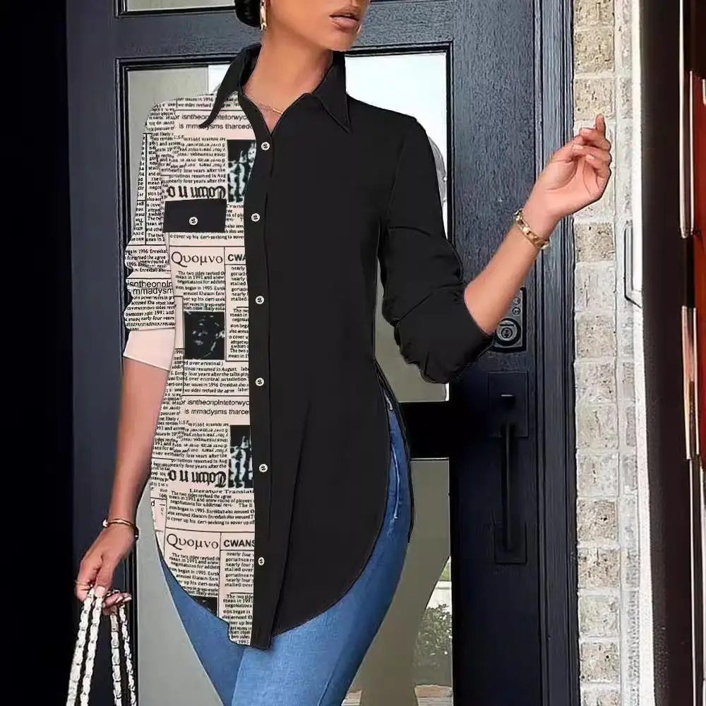 スイートスレ ポリエステル カーディガン カラー レディース イルト ロング スヴェ プリント カラー ブロ 変形防止 春 ファッション レディース...