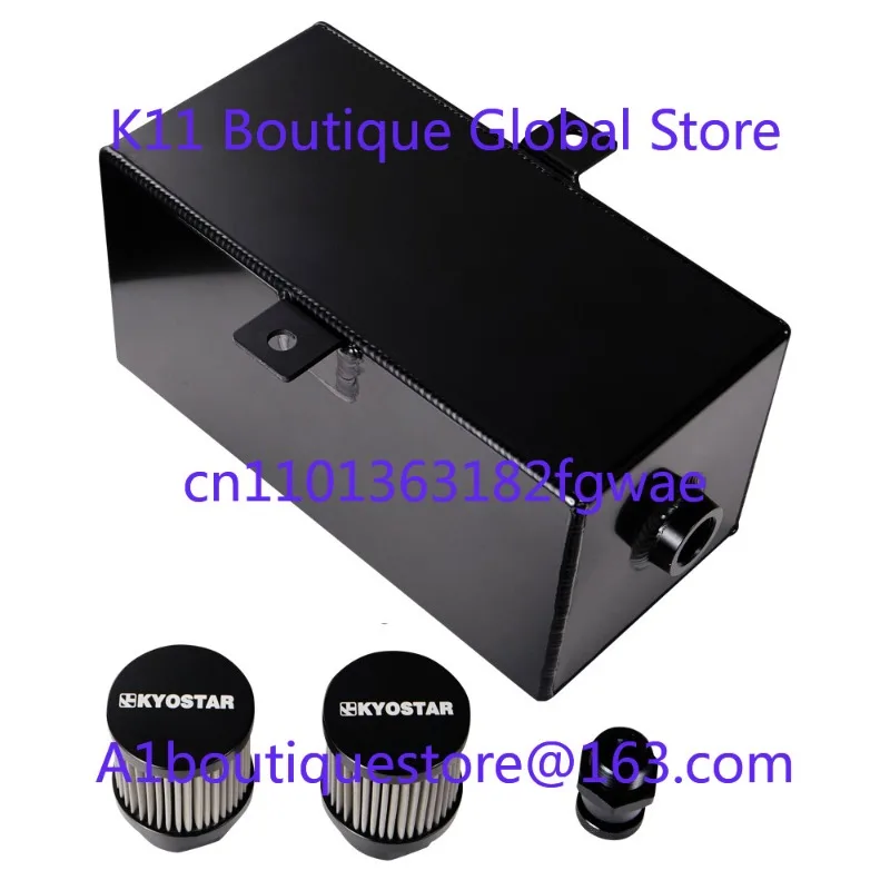 

Universal Aluminum Black Diesel Drain Baffled Dual Twin Filter Breather 3L Oil Catch Can 12an