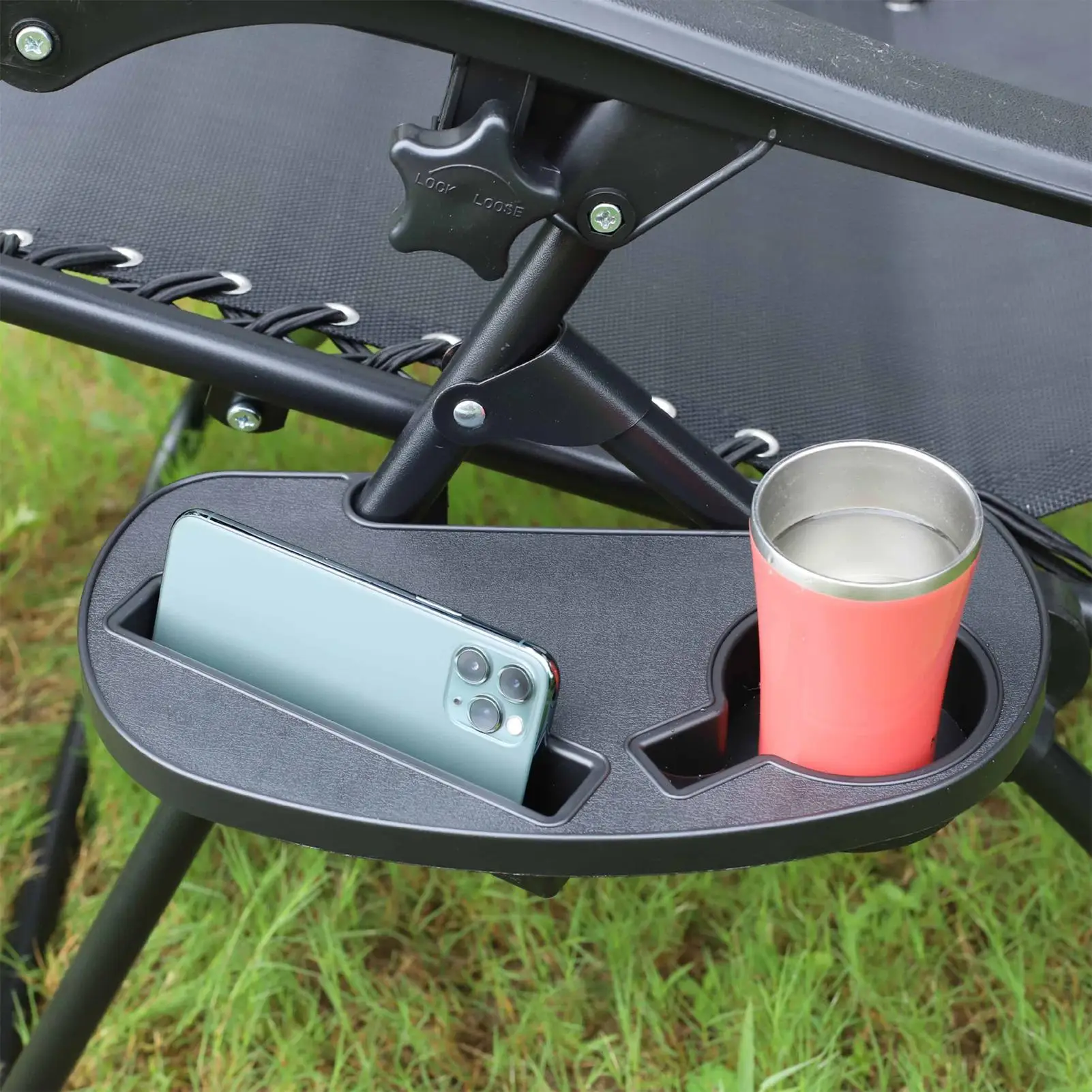 Lawn Chair Cup Holder Anti-Tip Non-slip Portable Space-Saving Lounge Chair Side Table Attachment For Outdoor Travel Garden Yard