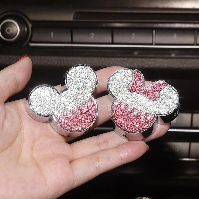 New Mickey Mouse Cartoon Creative Diamond Doll Car Air Freshener Fashion Car Decoration Air Conditioning Vent Aromatherapy