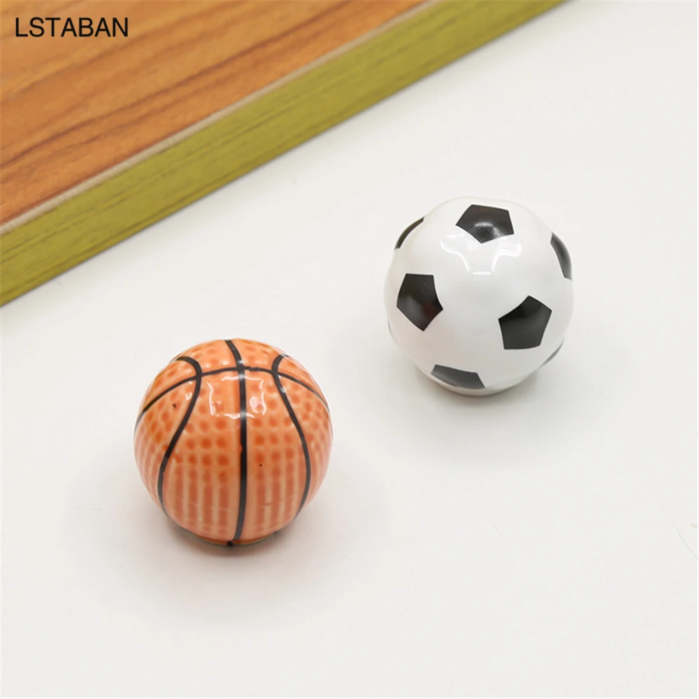 Basketball Football Furniture Cabinet Handle Drawer Solid Children's Ceramics Pulls Handle Drawers Dresser Hardware Ball Knobs