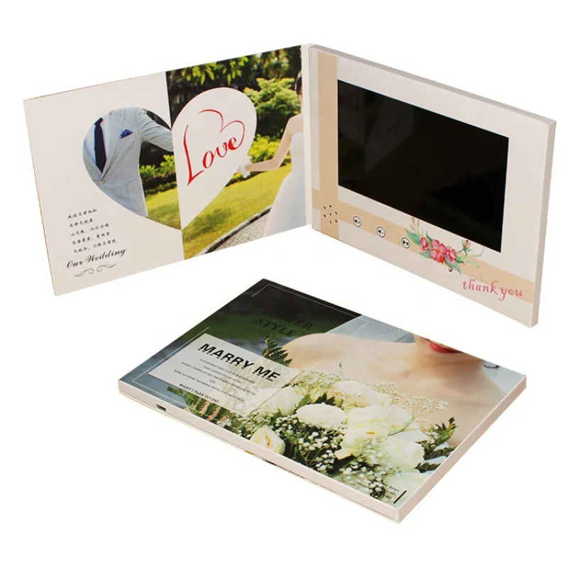 custom.LCD Video Mailer Booklet Postcard Folder / Digital Video Book with Lcd Screen / inch Lcd Video Brochure Card for Advert