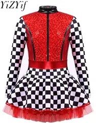 Girls Race Car Driver Costume Halloween Queen Racer Dance Stage Performance Tutu Dress Themed Party Pole Play Dress Up