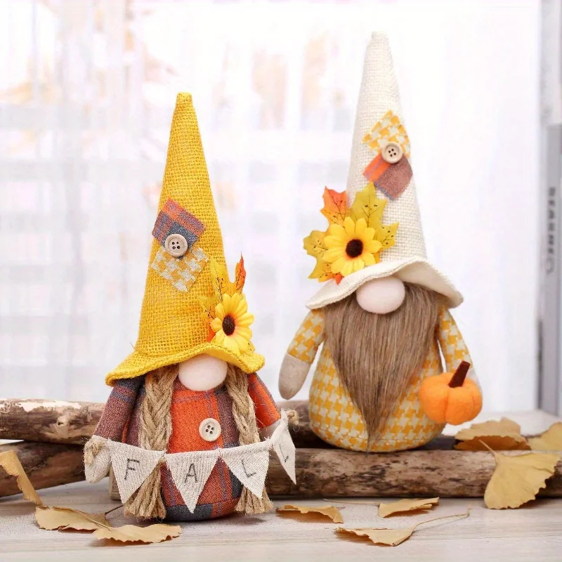 Harvest Maple Leaf Christmas Rudolph Thanksgiving Faceless Doll Pumpkin Dwarf Figurine Ornament