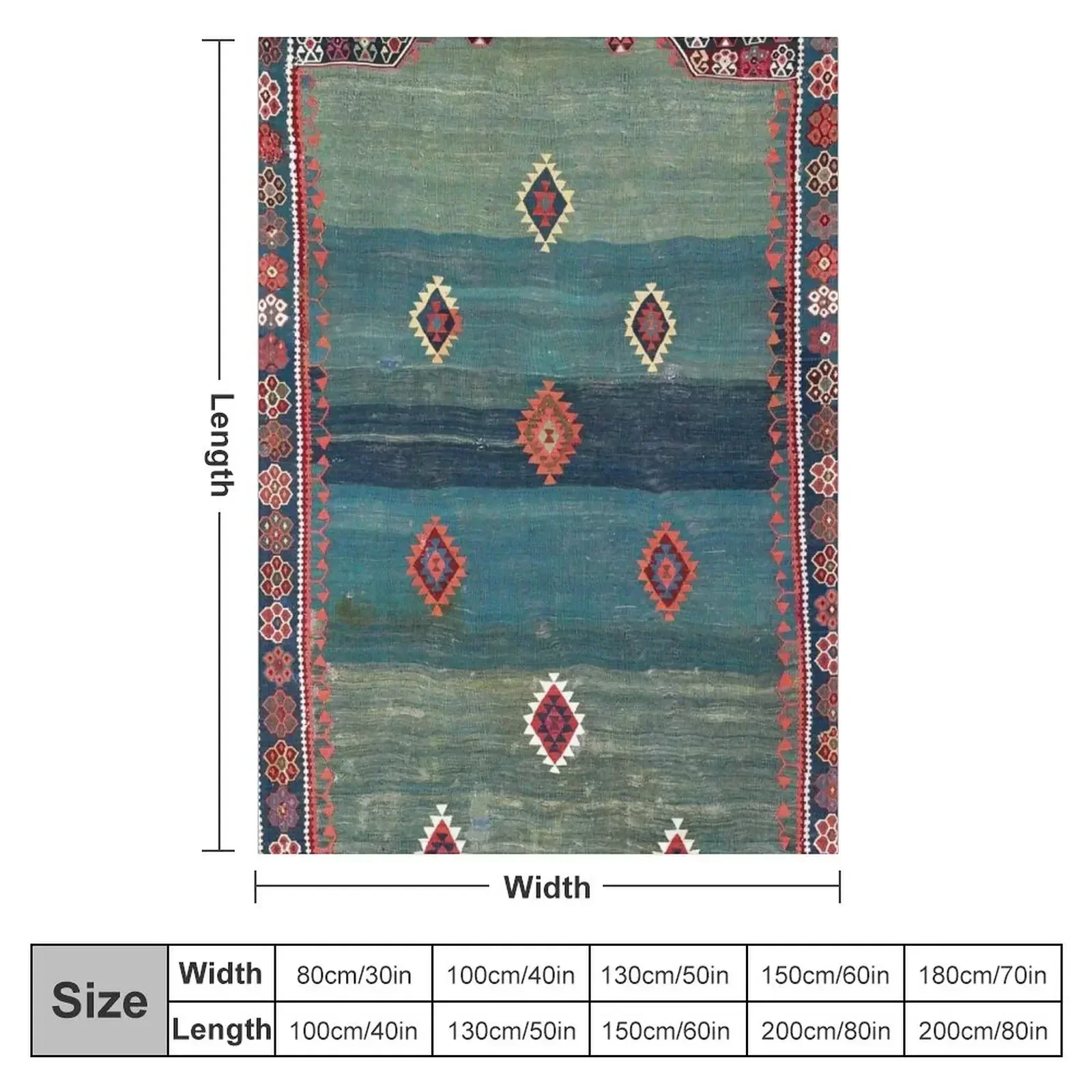 Sivas Antique Turkish Niche Kilim Print Throw Blanket Blankets For Sofas for sofa Flannel warm for winter Hairy Moving Blankets