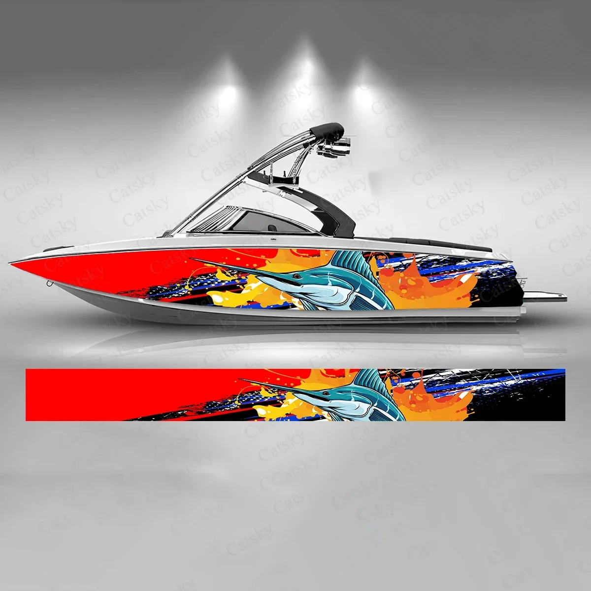 Marlin Fish Colorful Background Mysterious Cool Boat Sticker Vinyl Ship Pontoon Deck Boat Fishing Decorative Pontoon Boats Decal