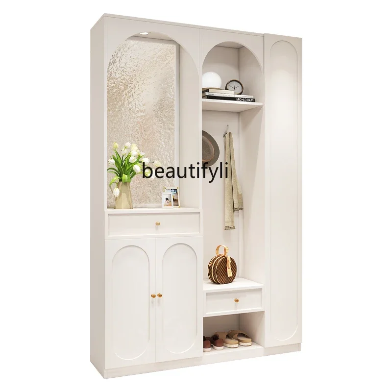 

Home entrance cabinet, integrated cream style foyer cabinet, modern simple light luxury multi-functional screen cabinet6005