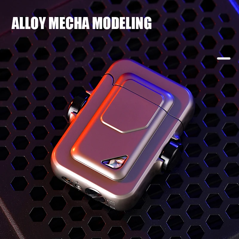 Creative Mecha Modeling  Gyro Windproof Red Flame Inflatable Butane Gas Lighter Roller Ignition Color Shell Inlay Men Gadgets