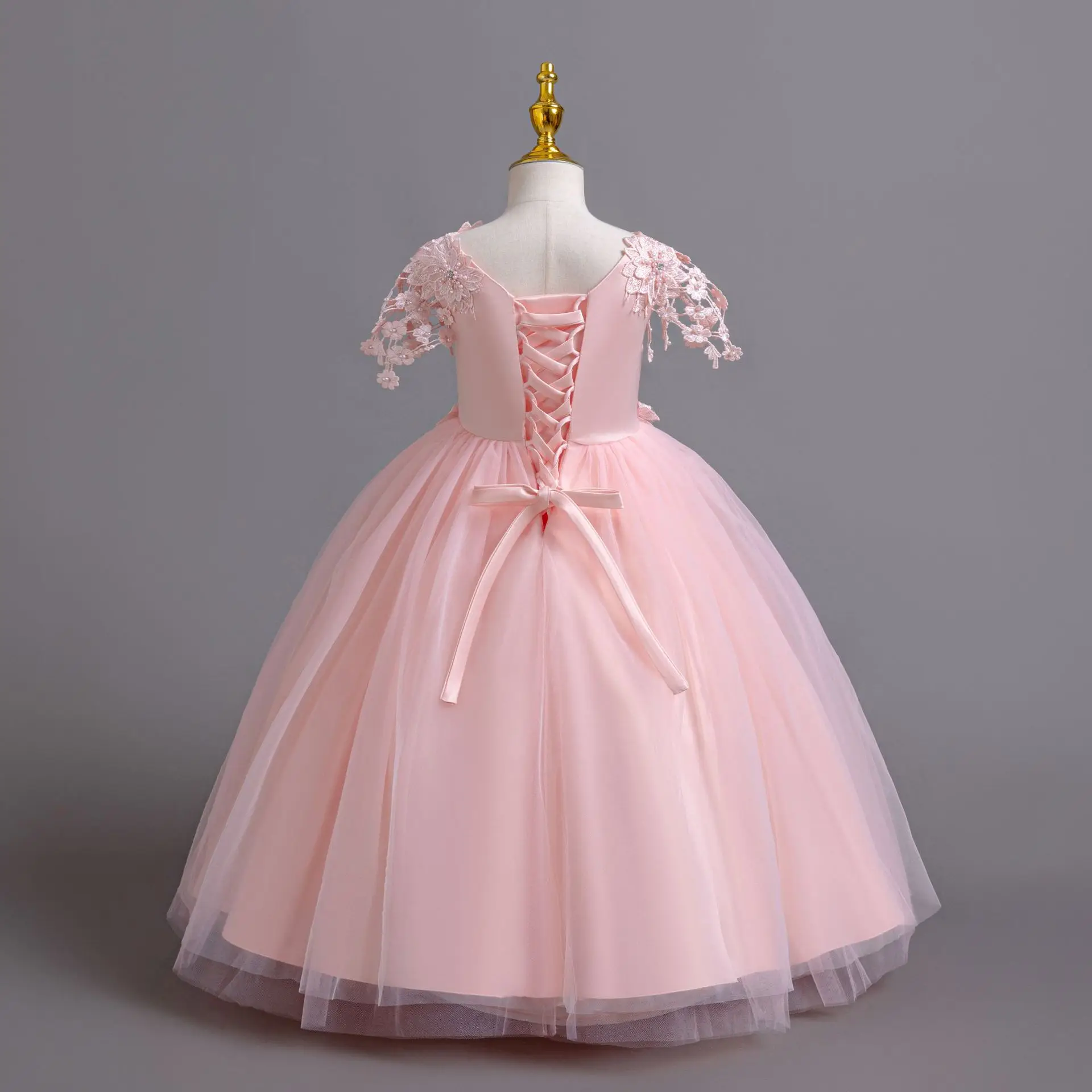 Hochwertiges, elegantes Partykleid für Mädchen, ärmellos, mit Perlen besetzt, Blumenmädchenkleid, formelles Ballkleid für Kinder, für Hochzeit, Geburtstag, Schönheitswettbewerb – Detail 13