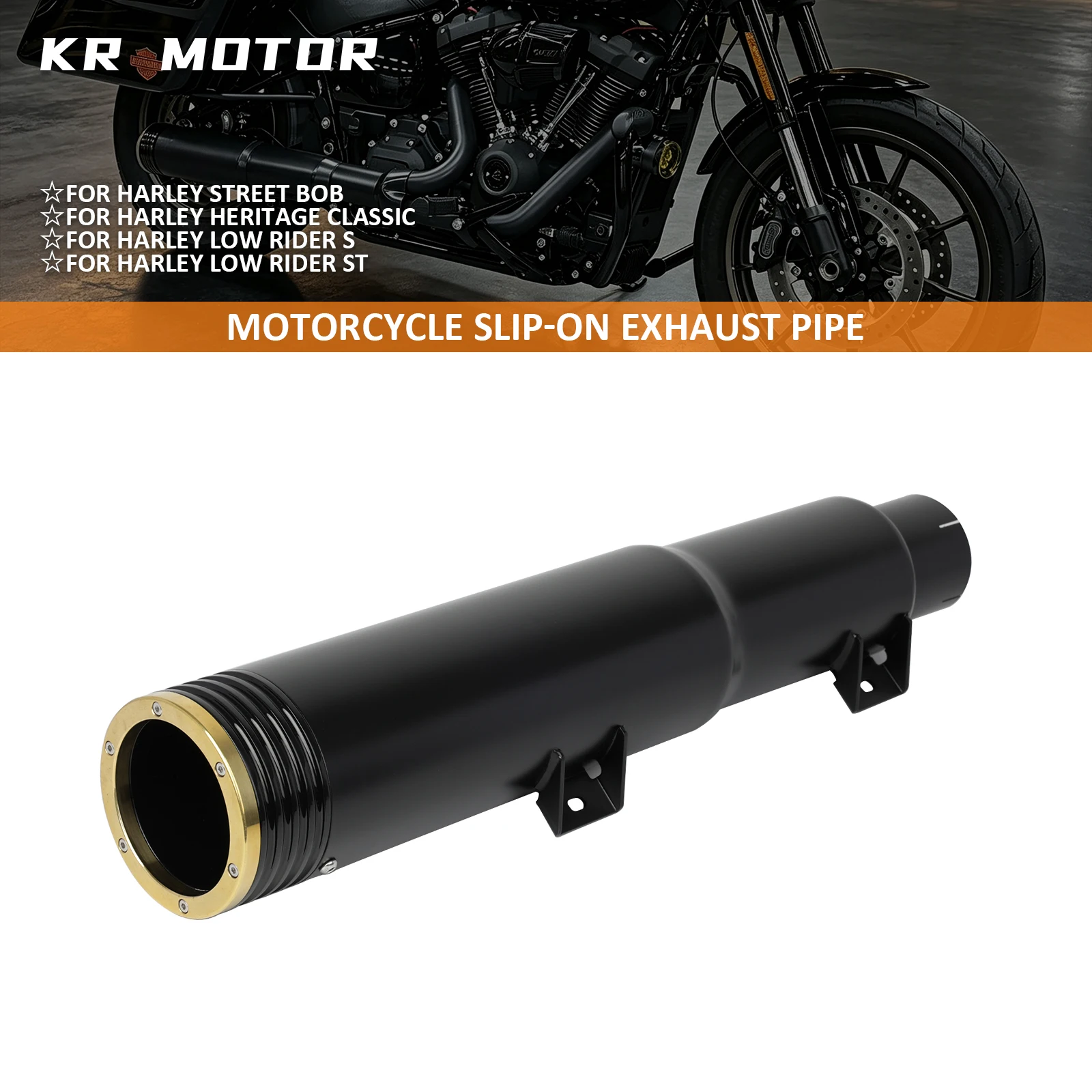 Motorcycle 3in Slip-on Exhaust Pipe For Harley Softail Street Bob Heritage Classic Low Rider S/ST Deadwood Super Glide 2025-2026