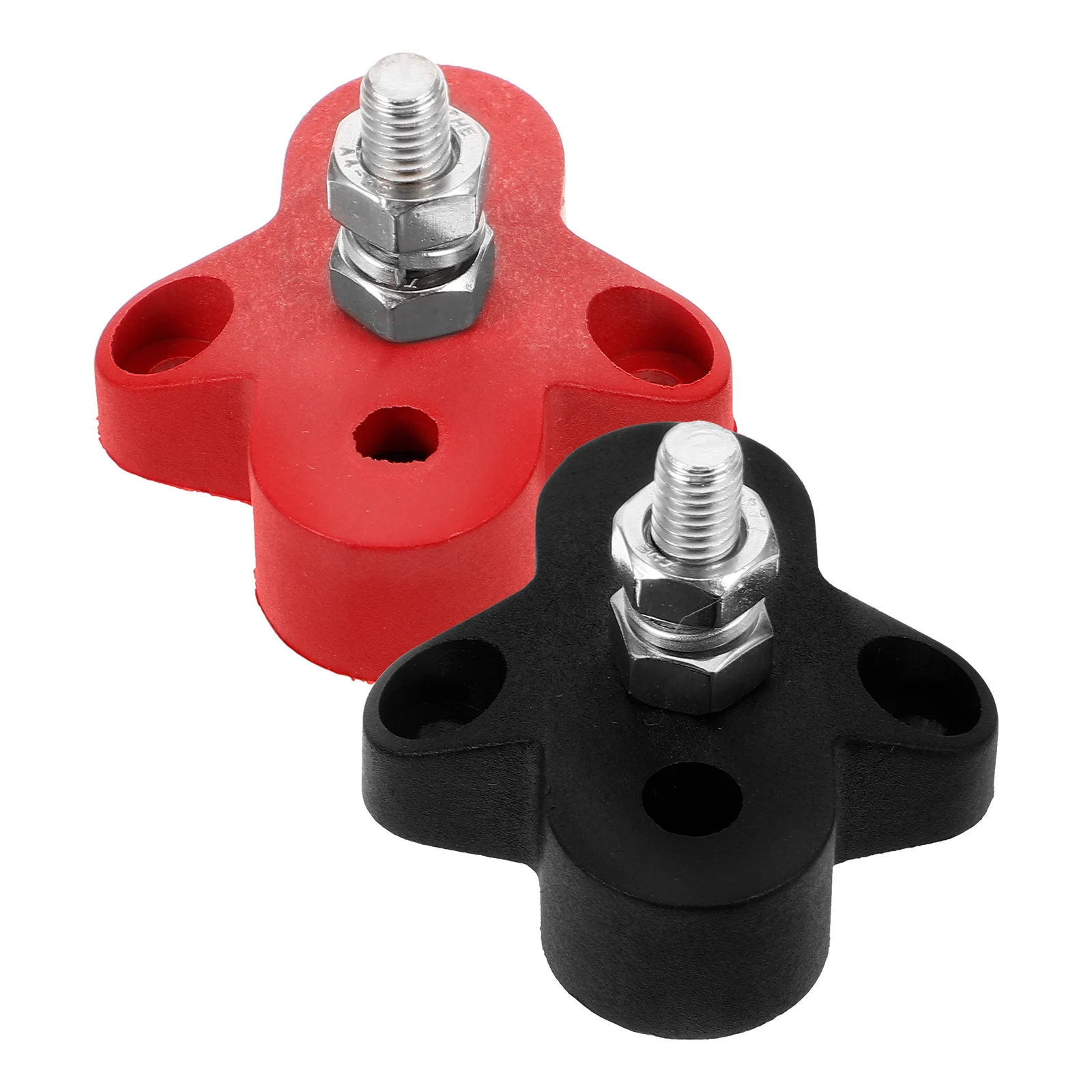 

2pcs 12-48V Wiring Bolts Car Marine Terminal Block M6 Black Red Connectors Screw RV Yacht Electrical Terminal