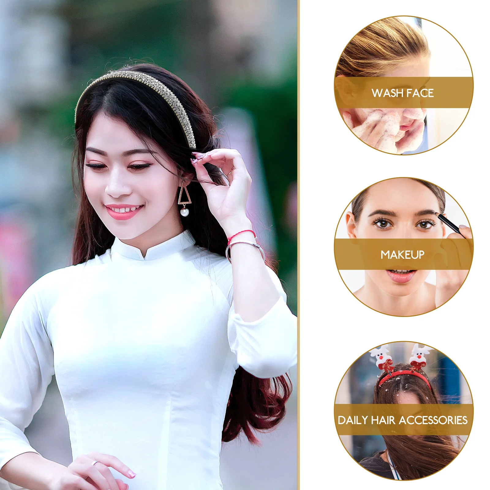 

Girl Non-slip Headband Bridal Hair Accessories for Women Sparkly Bands Girls Rhinestone Ladies Headbands