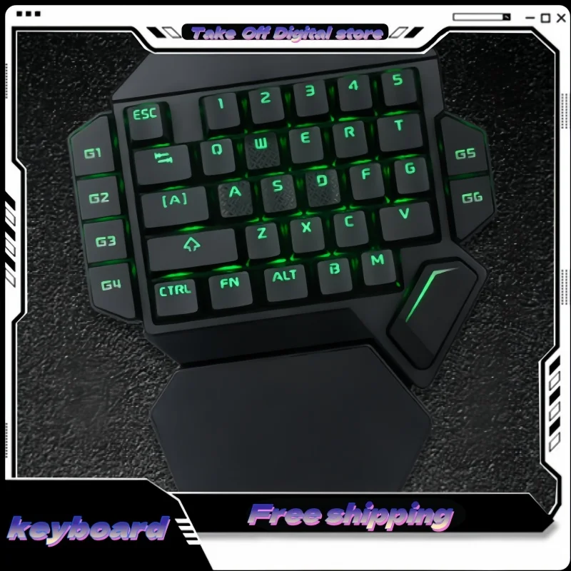 K50 Playerunknown'S Battleground Single Hand Wired Mechanical Keyboard Left Hand Small Keypad Support Waterproof Office Games