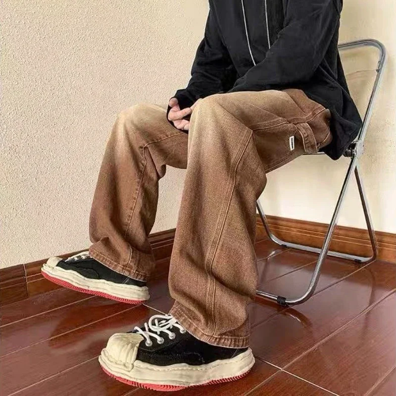 Gerade Herrenjeans aus Baumwolle, Kpop Y2k, Streetwear-Hose, luxuriös, gestapelt, neu in Vintage-Ästhetik, 2025, modische männliche Cowboy-Hose