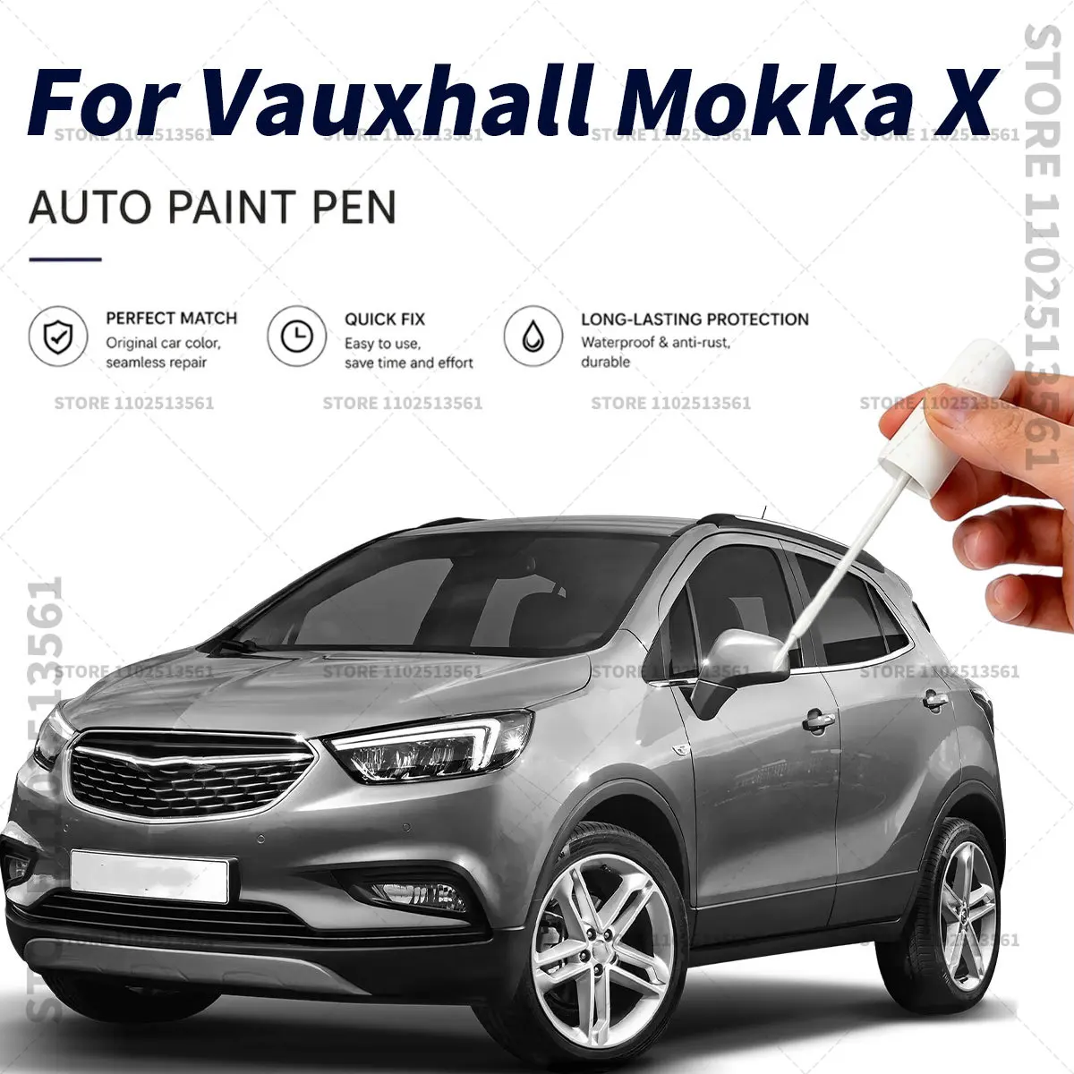 Autolack-Reparaturstift, Lackstift, Kratzerentferner für tiefe Kratzer und Abdrücke für Vauxhall Mokka X, Weiß, Blau, Schwarz