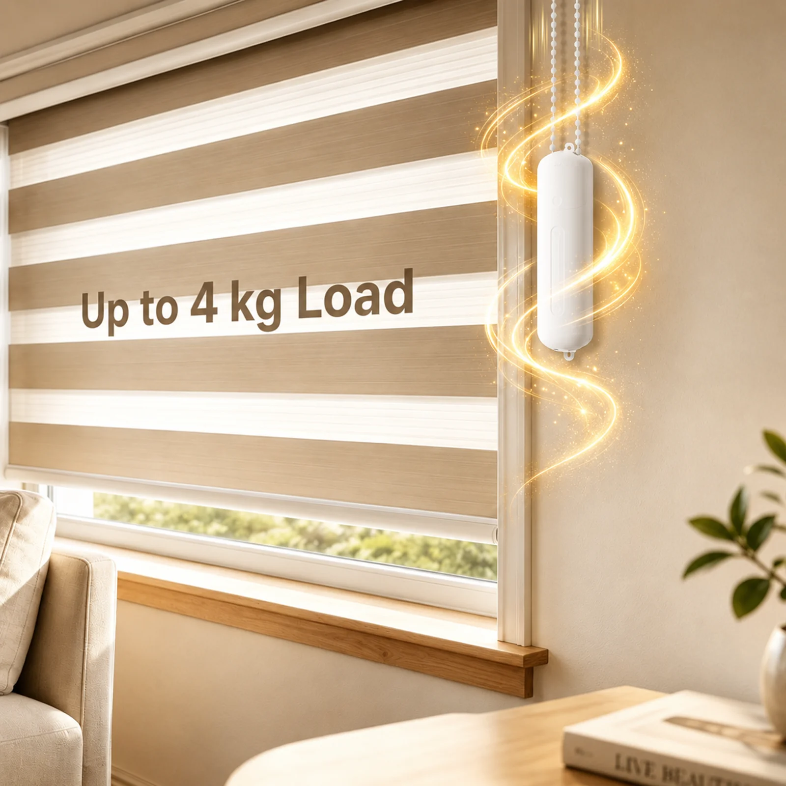 MOES Tuya Zigbee Touch Control Blind Motor Electric Roller Drive Automatic Curtain Rechargeable Bead Chain for Alexa Google Home