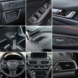 Carbon Interior Accessories Window Lift Panel Dashboard Gear Head AC Air Handle Bowl Cover Trim For Honda Accord 10th 2018-2022