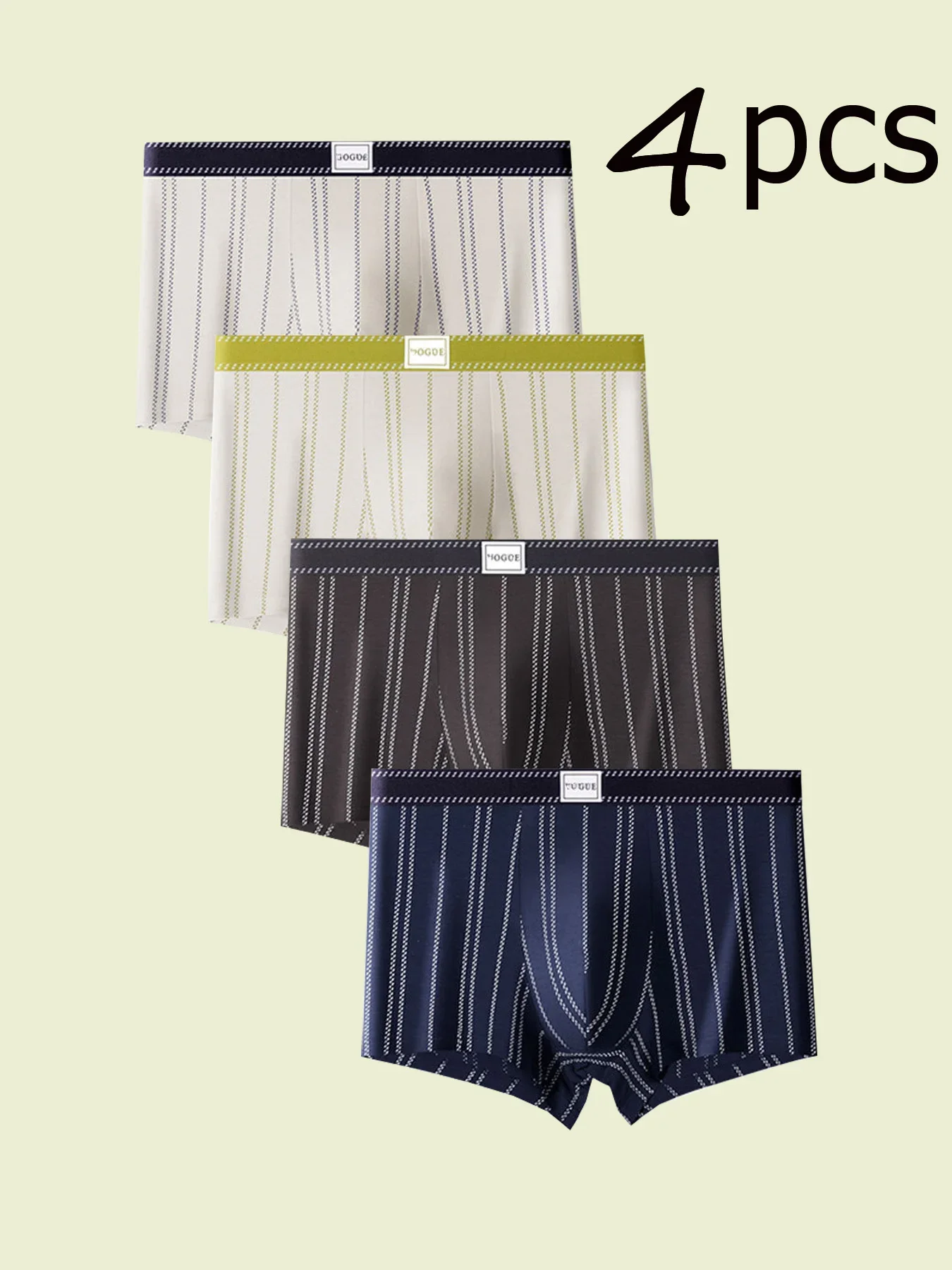 4PCS striped men's underwear fashion trend Comfortable breathable men's flat Angle underwear cotton underwear combination