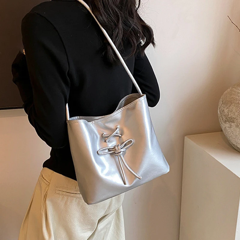 

New Fashion Bow Large Capacity Tote Casual Versatile Bucket Shoulder Bag