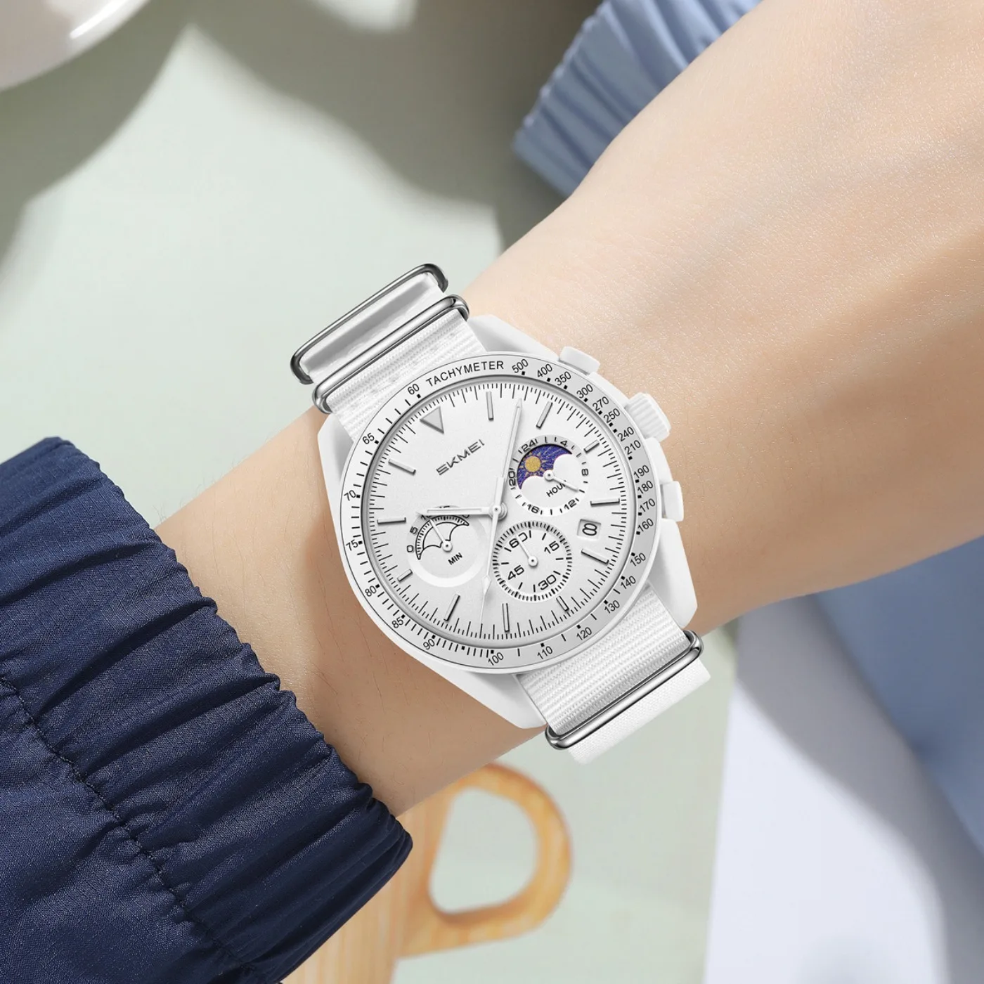 High Quality Creative Multifunctional Hot Selling Quartz Watch Men Women Fashion Countdown Multi Sub-dial Pattern Sun Moon Watch view 3