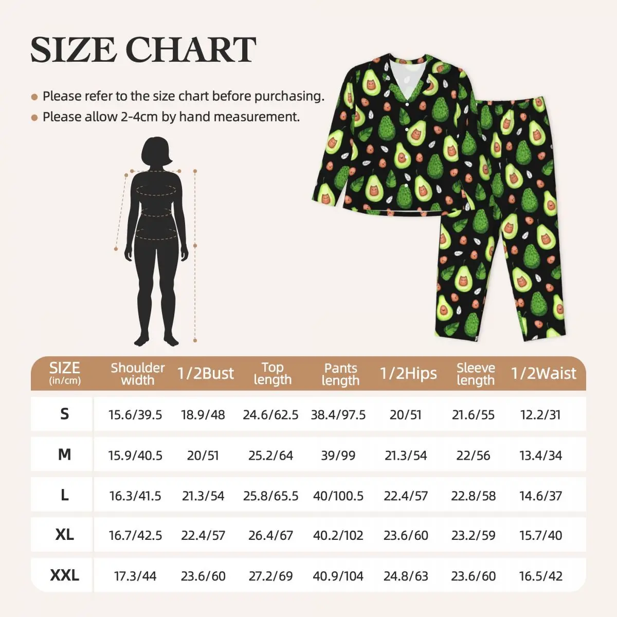 Kawaii Avocado Pajama Set Autumn Green Fruit Print Night Sleepwear Women 2 Piece Casual Oversized Design Nightwear Birthday Gift