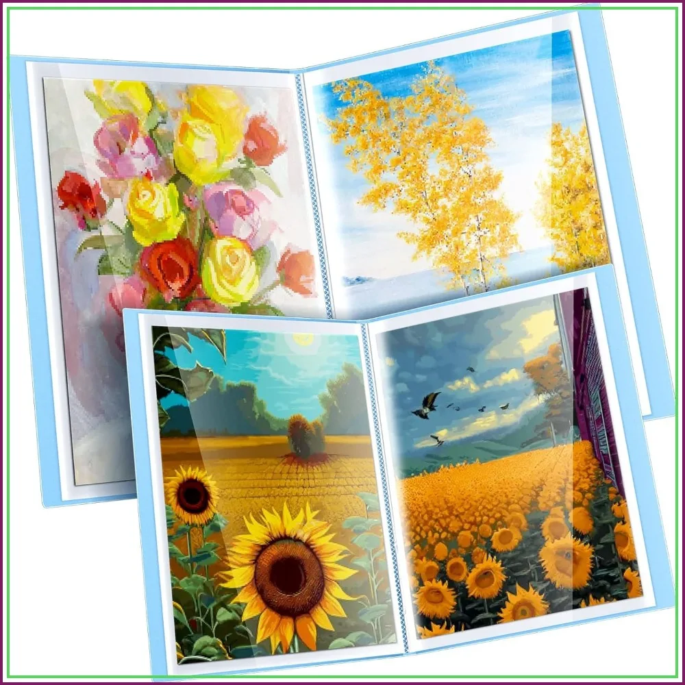 

A2 A3 Diamond Painting Storage Book, 60-Page Art Portfolio Folder, 22x16.4 & 16.5x12.1 Inch, Blue
