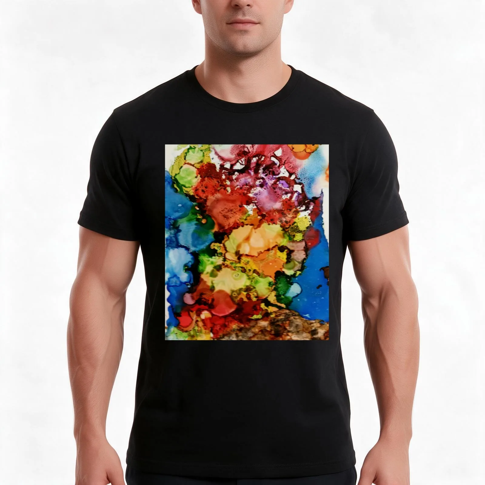 lava island T-Shirt, Summer Casual Cotton Tee, Oversized Streetwear Tops, Vintage Graphic Print, Loose Fit Short Sleeve