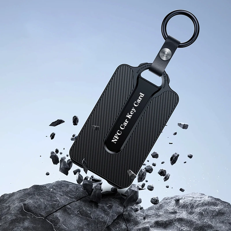 

Universal Car Smart Remote Key Card Cover Case Carbon Fiber Pattern NFC Key Card Holder For Tesla Model 3 Keychain Accessories