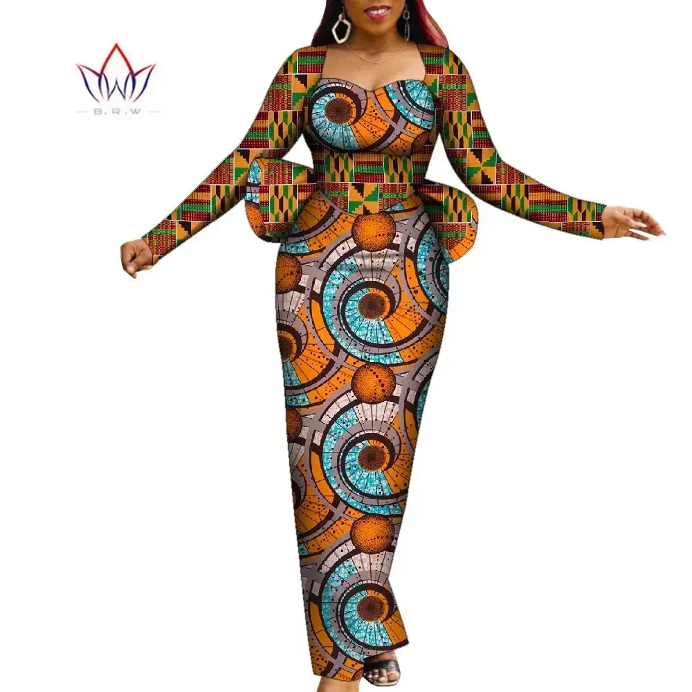 

BintaRealWax African Dresses Dashiki Plus Size Ankara Clothes Newest Popular Patchwork Female Long Sleeve Dress WY9799