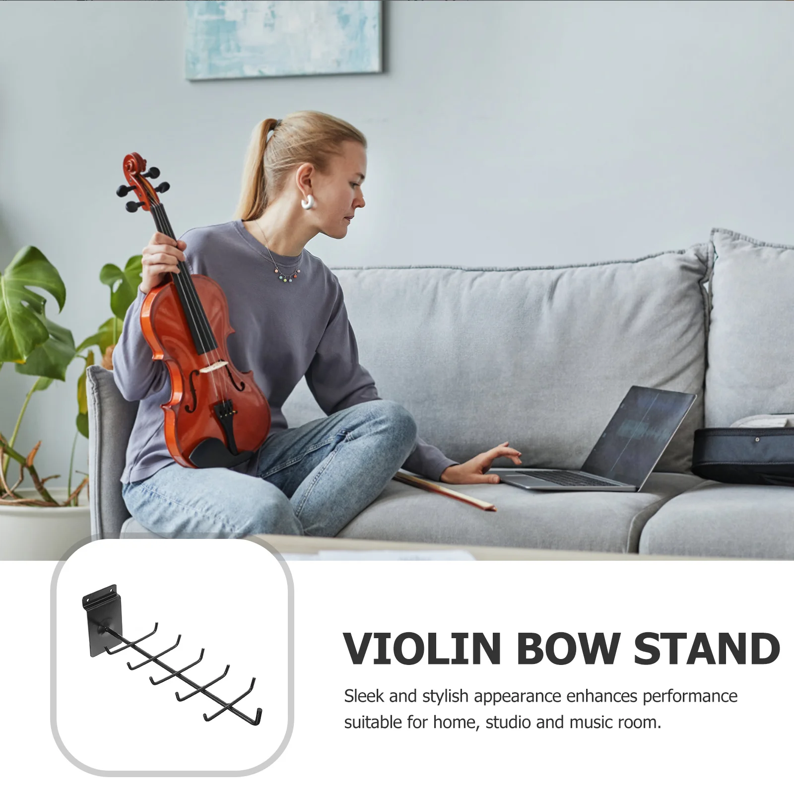 Violin Bow Hanger Iron Material Erhu Bow Holder Wall Mount Rack Crack Resistant Support Stand for Home Music Room
