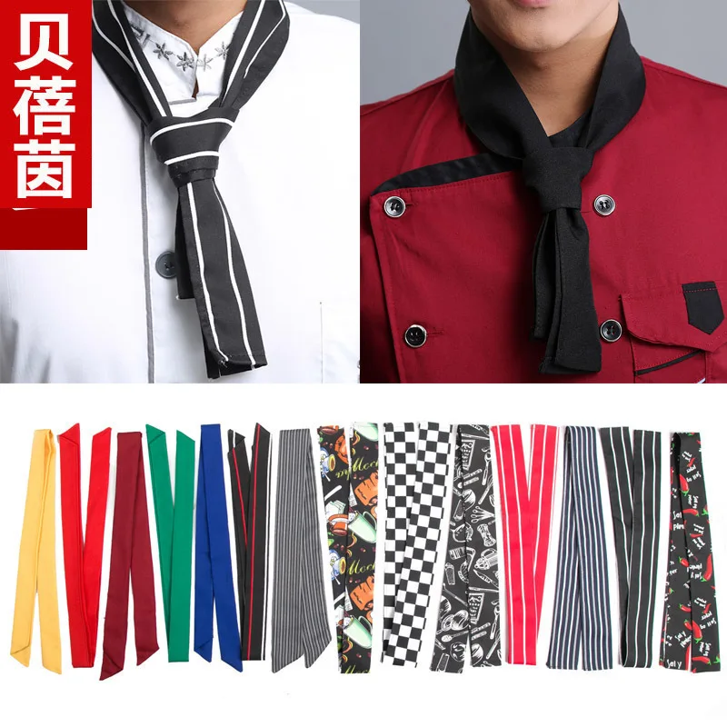 

Полотенце для шеф-повара отеля в черном, красном, желтом и синем цветах, однотонный треугольный платок для шеф-повара, для кухни и кейтеринга, маленький длинный платок.