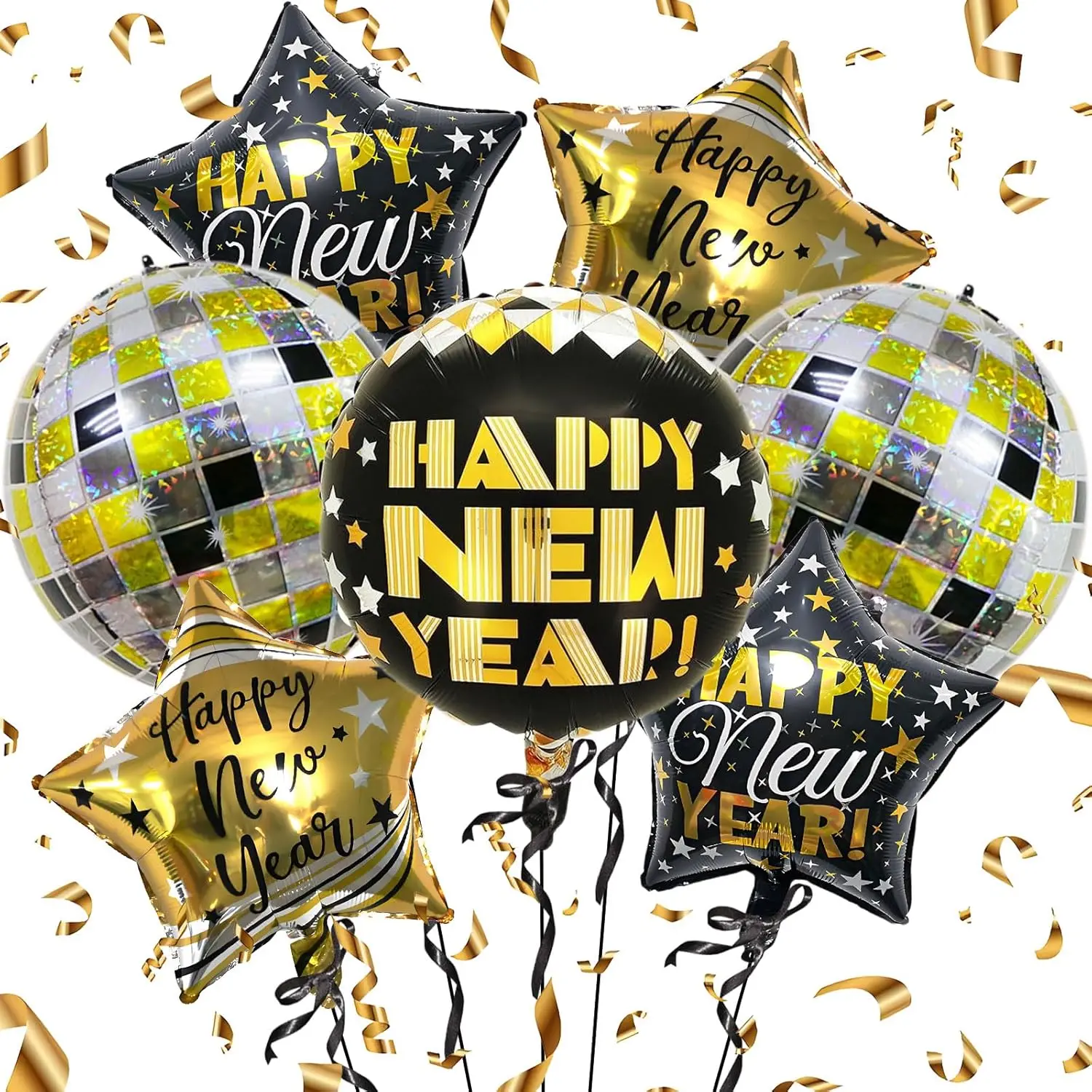 7 قطعة السنة الجديدة احباط بالون مجموعة 18 بوصة سنة جديدة سعيدة بالونات الهيليوم عيد ميلاد سعيد السنة الجديدة ليلة حفلة ديكور داخلي في الهواء الطلق #1