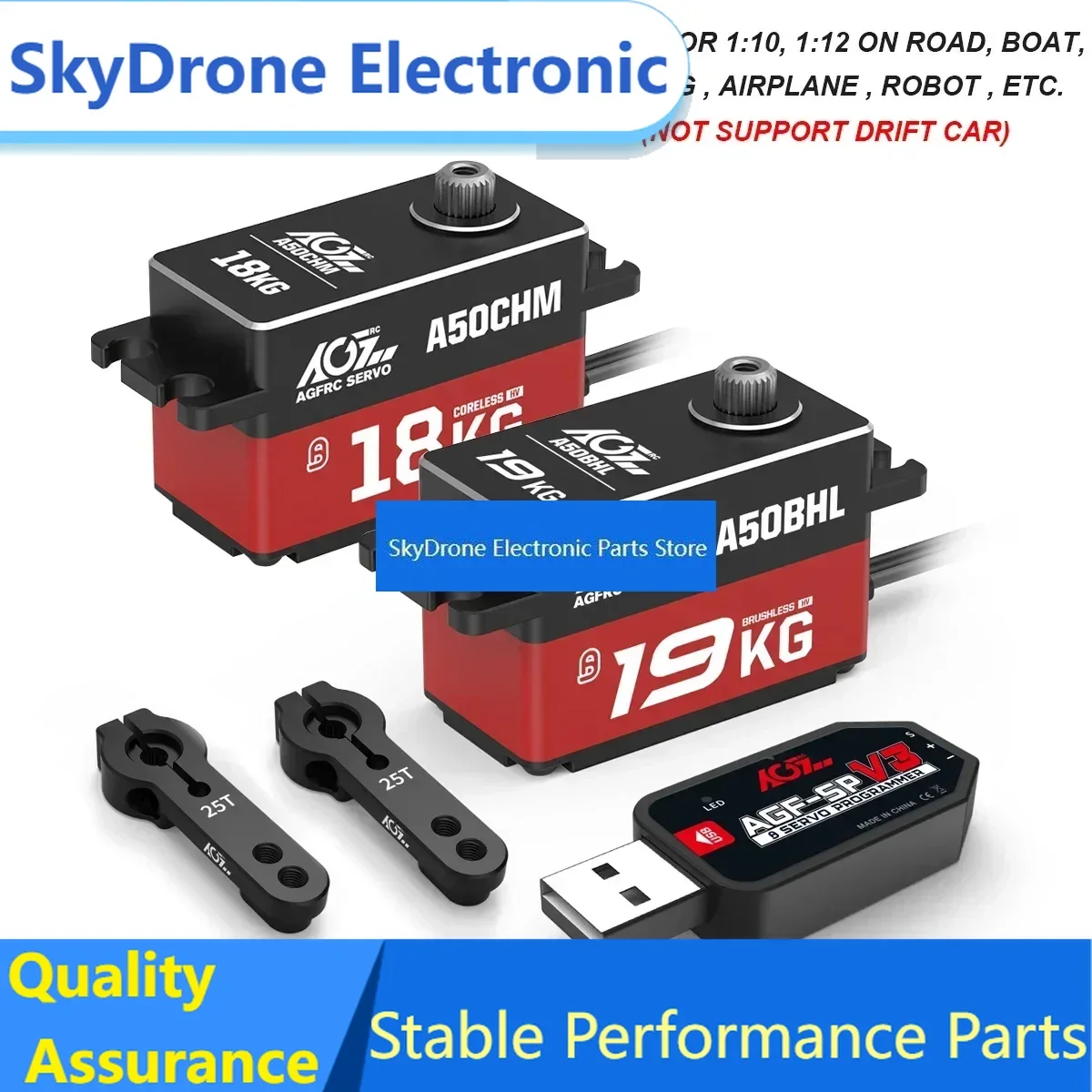 SkyDElAGFRC A50BHL A50CHM Low Profile Programmable 19KG 18KG Brushless Coreless Digital RC Servo For 1:10 1:12 RC Boat Airplane