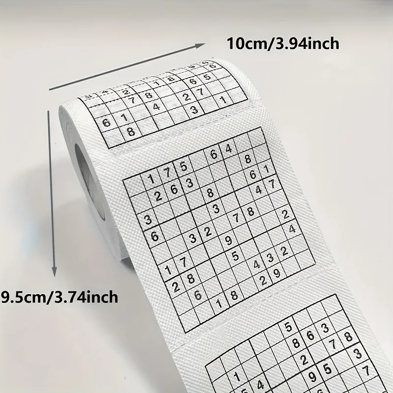 1PC Creative Sudoku Printed Toilet Roll Paper, Fun Math Game Gift Tissue, Bleach-Free Virgin Wood Pulp Bathroom Tissue, Househol