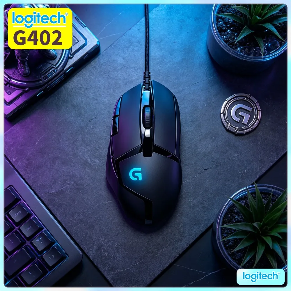 Logitech G402 Hyperion Fury Gaming Mouse Delta Zero Sensor 8 Buttons 1Ms Response 20M Clicks Ergonomic For Sessions