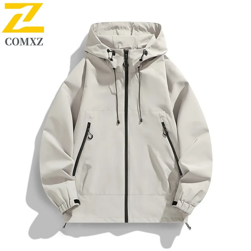 

COMXZ Men Versatile Jacket Solid Color Waterproof Windproof Outdoor Adventure Cycling Climbing Coat Athleisure Autumn Outerwear