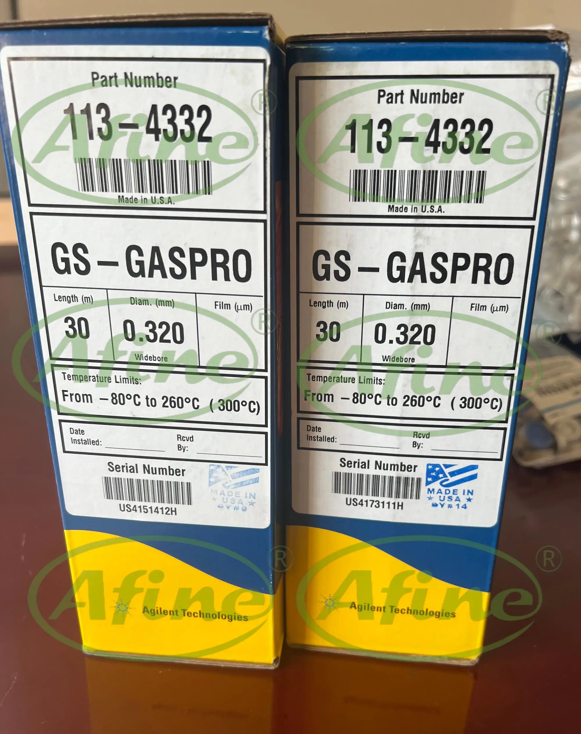 AFINE 113-4332 J&W GS-GasPro คอลัมน์โครมาโตกราฟีแก๊ส, 30 ม., 0.32 มม., 7 นิ้ว ชั้นวาง Agilent 5890,6890,7820,7890,8860,8890