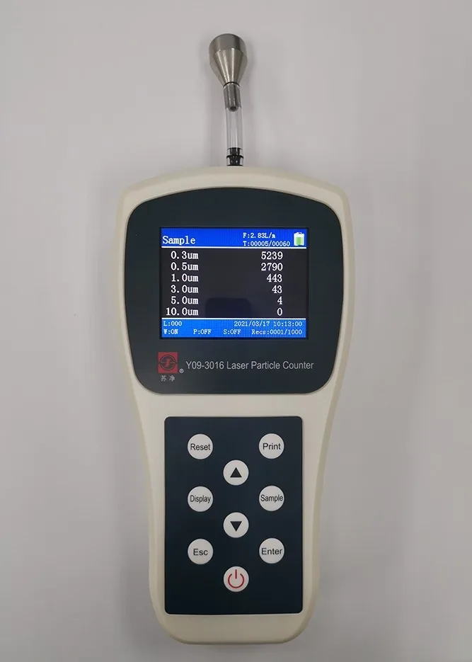 Sujing Y09-3016 Handheld   Particle Counter with LCD Display Plastic 2-Year Data Cache POE/Battery Power Programmable Reset