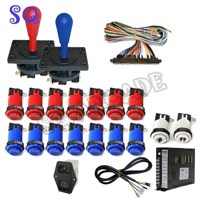 

Arcade Cabinet DIY Kit Happ Push Button Black Jamma Cable Mexico Joystick WY Power Supply for Pandora saga box Arcade Machine