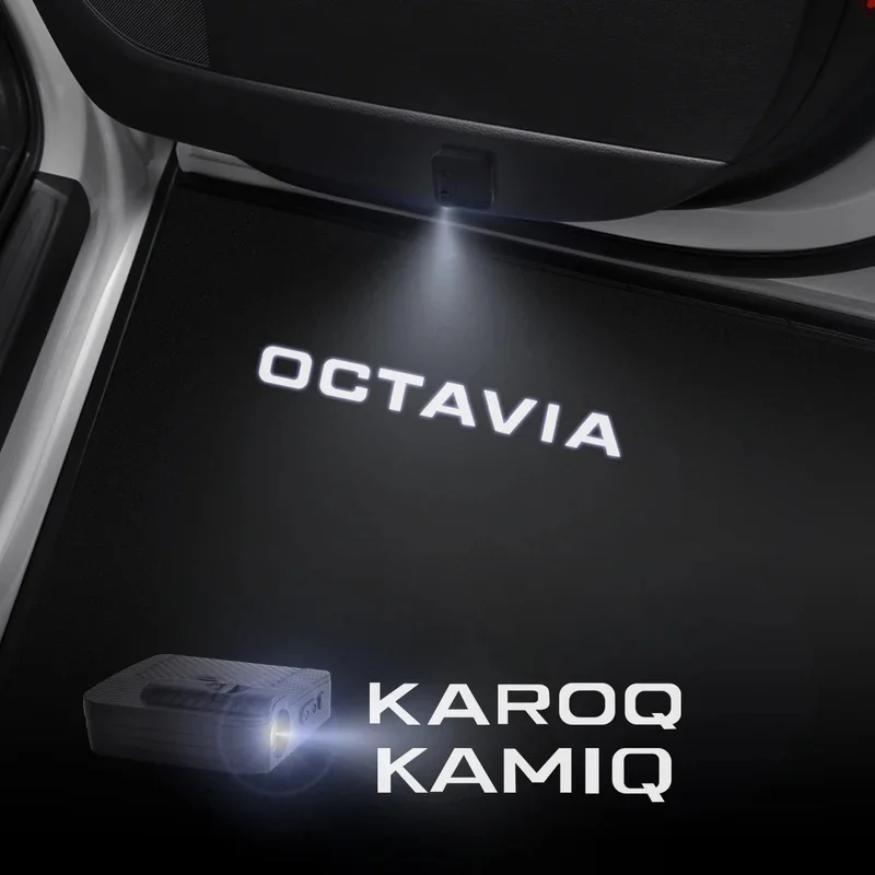 1/2PCS For Skoda Octavia Kamiq Karoq Sport Line VRS Car Door Welcome Lights Projector Logo Wireless Sensing Accessories