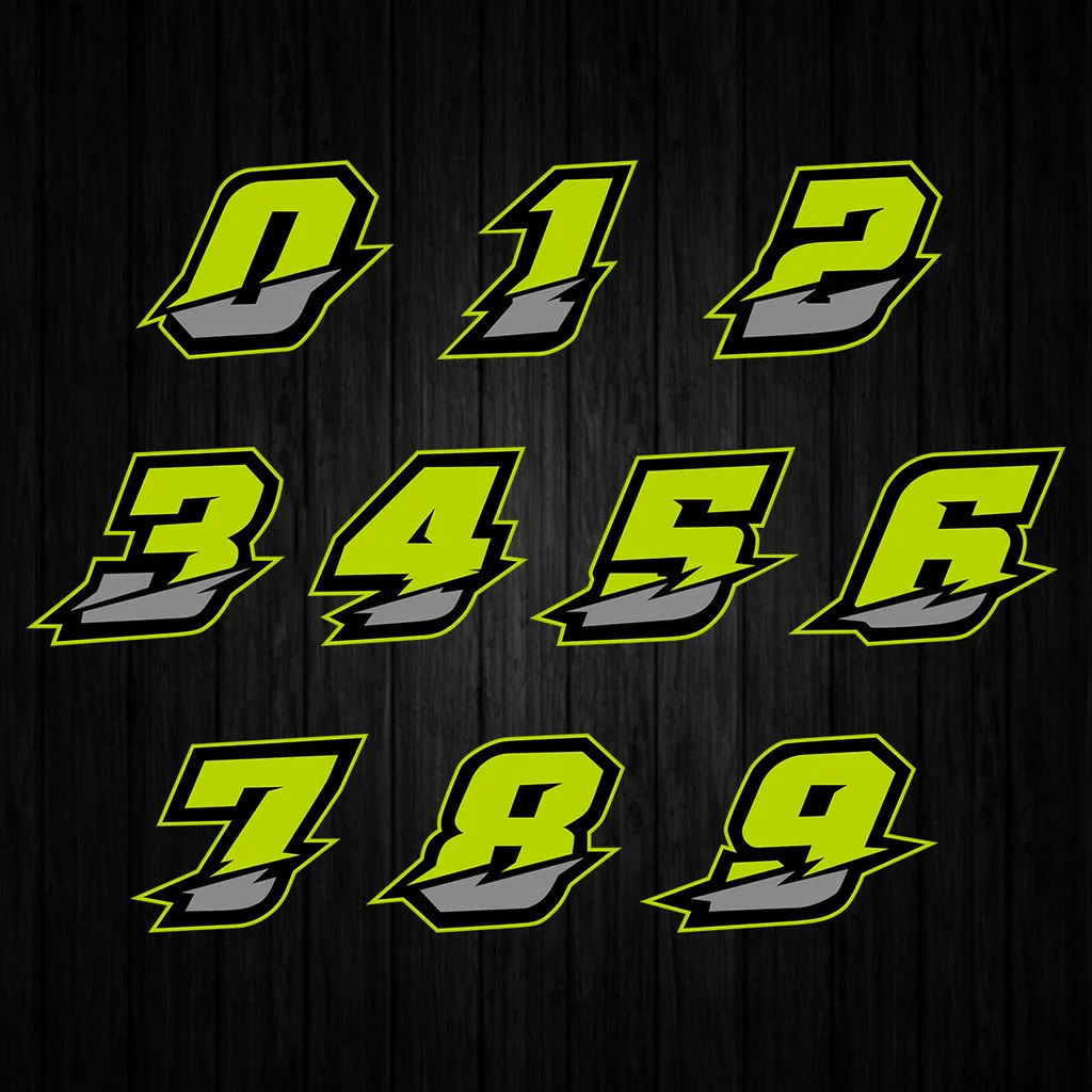 Llamativo paquete de pegatinas con temática de números "0 - 9", ideal para patinetas, botellas de agua, trae una estética de la pasión de carreras